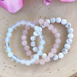 Keep Calm - Set of 3 Natural Stone Beaded Bracelet